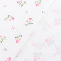 XNZTEX JURAVICHY JF2697 Organischer 100% Baumwoll-Musselin-Stoff mit Modischem Blumendesign, Doppelgaze für Kleidung & Windeln