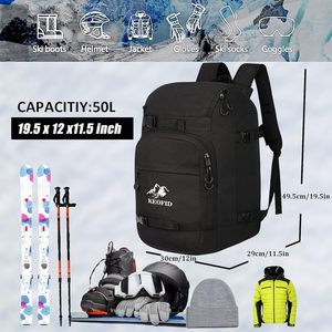 50L Ski <b>Boot</b> Bag Backpack 900D Waterproof Helmet Compartment <b>Boot</b> Storage with <b>Standing</b> Mat Padded Shoulder Strap Snow Gear - Product Image 2