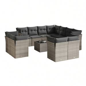 <b>Garden</b> Sofa Set Outdoor <b>Rattan</b> Cushioned Contemporary Design Gray Color - Product Image 1