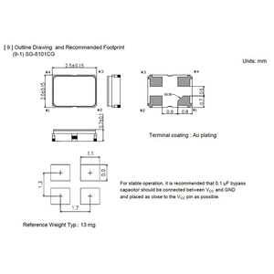 Oscillateur à cristal programmable SMD2520 4 broches industriel 1,8V 2,5V 3,3V 15PPM Sortie CMOS Série SG-8101CG 0,67MHZ 170MHZ - Product Image 4