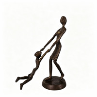 Sculpture Moderne en Cuivre Massif Mère et Fille, Art Abstrait Familial, Décoration Romantique et Chaleureuse pour la Maison, Articles de Luxe Faits à la Main