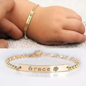 Bracelets personnalisés en acier inoxydable sans ternissure avec nom de <span class=keywords><strong>bébé</strong></span> Bracelet personnalisé à maillons de chaîne cadeau pour filles et garçons - Product Image 4