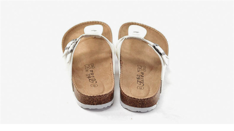 Unisex Cork Slippers Casual Beach Double Buckle Non-slip Outside Leather Slides Sandals Custom Logo