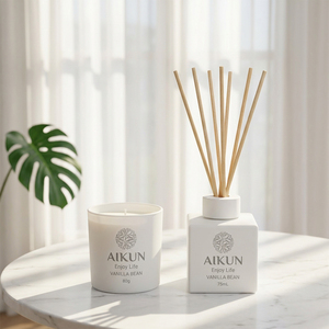 Aikun Vanilla Bean Reed <b>Diffuser</b> Scented Candle Gift Set With Decorative Paper Box Aroma Bottle And Fiber <b>Sticks</b> For Home - Product Image 2