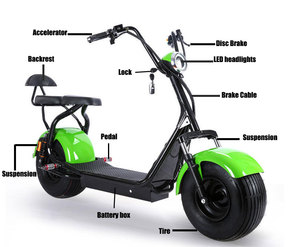 Vente en gros de scooter électrique Citycoco à pneus larges, avec absorption des chocs, <span class=keywords><strong>2</strong></span> batteries amovibles, 2000w 1500w 60v 12ah /20ah - Product Image 6