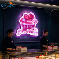 Enseigne lumineuse LED personnalisée, enseigne en acrylique rétroéclairée, signalétique murale, boutique de desserts, boulangerie, pâtisserie, présentoir