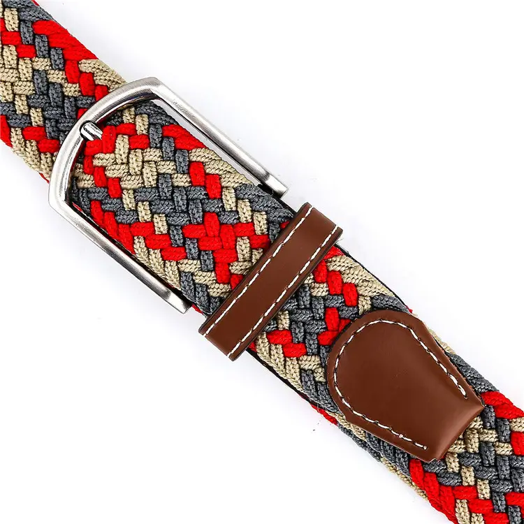 Le plus populaire de haute qualité personnalisé tissu ceinture décontracté tressé élastique toile hommes ceintures avec boucles ceintures tressées