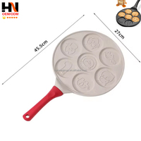 Poêle à petit-déjeuner multifonction 7-en-1 à fond plat, pour œufs, hamburgers, en aluminium, avec 7 trous, en promotion