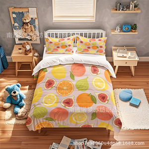 Juego de Funda de Edredón Xzl con Estampado de Frutas Tropicales, para Cama de 1.8m, Impresión Digital, Estilo Nórdico, Suave al Tacto, Lavable a Máquina - Product Image 4