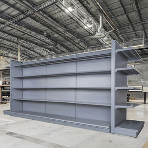 Présentoir double face en métal et bois pour gondole, étagères de supermarché en acier pour magasins <span class=keywords><strong>CVS</strong></span> à usage intensif - Product Image 2