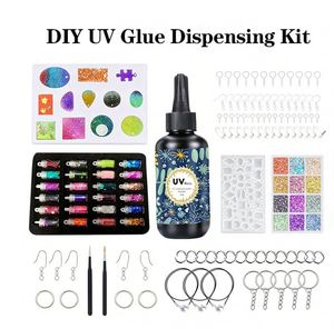 Kit Créatif de Fabrication de Bijoux en Résine UV DIY – Époxy Transparent Dur à Durcissement Rapide, Moules en Silicone pour Pendentifs, Boucles d'Oreilles, Porte-clés, Paillettes - Product Image 4