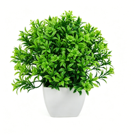 Bunga Bonsai Buatan Bentuk Menara dari Plastik Tahan UV Premium, Tanaman Hijau Mini Realistis dalam Pot, Lanskap Profesional