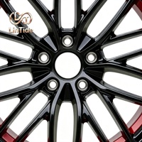 Nuevo Estilo Deportivo, Llanta de Aleación Forjada Multirradio de 25 mm, Negro con Borde Rojo Brillante, Anillo Interior Rojo, Mejora de Diseño