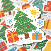 Autocollant décoratif superposé pour sapin de Noël Haoxuan, directement de l'usine, pour emballage cadeau festif de Noël, décoration de vacances, usage saisonnier