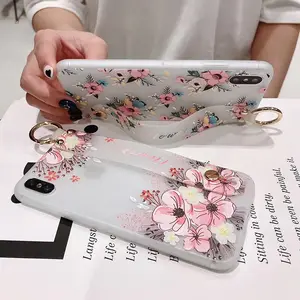 신선한 꽃 시리즈 손목 밴드 휴대 전화 케이스 X/XSmax 아름다운 전화 커버 양각 8 7p 6/6s 플러스