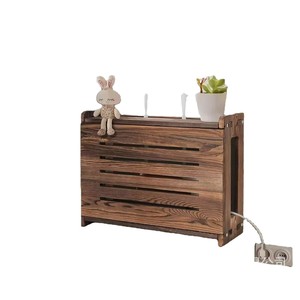 Caja de almacenamiento de madera, soporte para router de sala de estar, soporte de protección para WiFi de computadora, caja para regleta de enchufes, caja para cables, madera maciza - Product Image 3