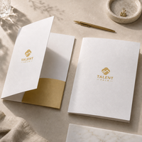 Porte-documents de présentation en papier avec fente pour cartes de visite, format personnalisé, anti-rayures, avec lamination, gaufrage et débossage, pour le bureau