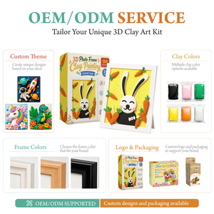 Kit de Peinture en Argile 3D Cadre Photo Thème Lapin Carotte Art en Relief Non Toxique DIY Décoration Maison Cadeau pour Enfants Vente en Gros OEM - Product Image 5
