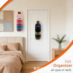 Présentoir mural vertical en bois pour casquettes, support de rangement transfrontalier pour chapeaux, support de suspension pour casquettes de baseball en jean - Product Image 3