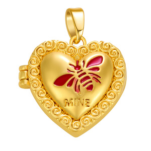 Breloque <span class=keywords><strong>photo</strong></span> HD4433 ouvrable en forme de cœur, thème abeille, en laiton plaqué or 18 carats <span class=keywords><strong>avec</strong></span> émail goutte d'huile, collection Amour, bijoux pour femme - Product Image 6