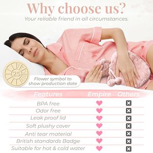 Sac de bouteille d'eau chaude en caoutchouc de couleur rose de qualité supérieure en forme de <span class=keywords><strong>coeur</strong></span> 1L avec couvercle moelleux <span class=keywords><strong>bouillotte</strong></span> - Product Image 6
