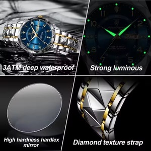 Reloj de Cuarzo de Lujo para Hombre Drioshipping, Alta Calidad, Caja de Aleación de 42 mm, 22 mm, Cronógrafo Impermeable para Negocios, Función Luminosa, 22 mm - Product Image 3