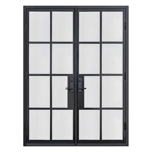 Pintu Ayun Kaca Berbingkai Besi Kustom Gaya Crittall Pintu Masuk Logam Prancis - Product Image 3