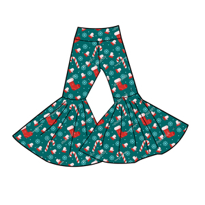 Pantalones de <span class=keywords><strong>Campana</strong></span> para Niñas con Estampado Navideño Personalizado, Pantalones de Cintura Alta de Tela Suave de Bambú para Bebés y Niños - Product Image 6