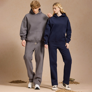 Unisex Straight for Fall Winter Fleece Lined Warm and Comfortable Long Sleeve Hooded Sweatshirt Sports Casual <b>Set</b> Solid Color - Product Image 5