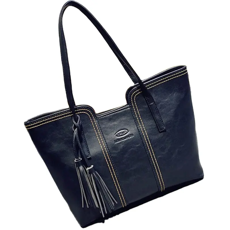 2021 Designer New Fashion Trendy Women Luxury Big Handbag Wholesale PU Leather Large Capacity Ladies Black Tote Hand Bag