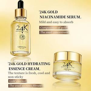 ชุดผลิตภัณฑ์ดูแลผิวหน้าคอลลาเจนวีแกนทองคำ 24K พร้อมเซรั่มและครีม สำหรับลดเลือนริ้วรอย ชุ่มชื้น และผิวกระจ่างใส แบรนด์ส่วนตัว - Product Image 1
