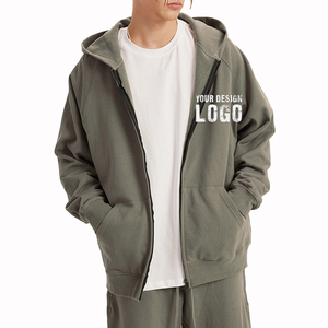 Cardigan à fermeture éclair intégrale de haute qualité, sweat-shirt pour homme en polaire, mode décontractée, épaules tombantes, couleur unie, vintage, sweat-shirt à fermeture éclair pour homme - Product Image 6