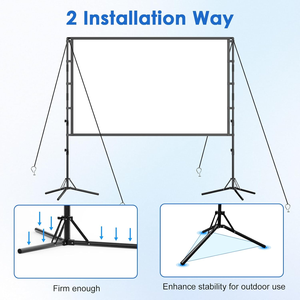 Pantalla de cine plegable de 120 pulgadas 16:9 4K Ultra HD antiarrugas con bolsa de almacenamiento portátil <span class=keywords><strong>para</strong></span> fiestas de cine en interiores y patios traseros. - Product Image 2