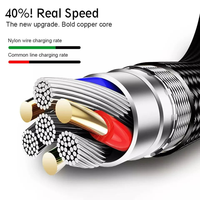 Cable de Datos Micro-USB Tipo-C de Cobre Puro, Trenzado, Resistente, de Carga Rápida 2A, de Alta Calidad, 1m 2m, para Teléfono Móvil, Venta al Por Mayor