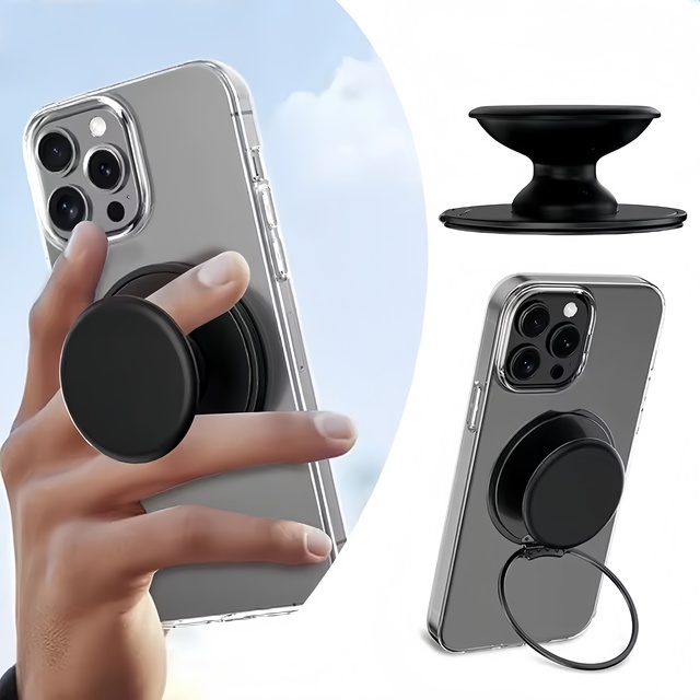 New Trending Silicone Phone Sockets for 16 ProMax Magnet Cell Phone Grip Stand Finger Ring Holder Adjustable Flexible Kickstand