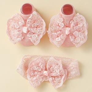 Chaussettes Bébé Princesse Printemps-Été avec Nœud en Dentelle Antidérapantes, Chaussettes Bateau Fines Antidérapantes pour Bébé, Accessoires Cheveux Pleine Lune, Vente en Gros - Product Image 6