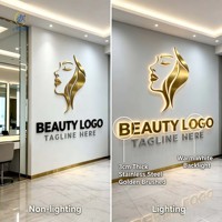 Enseigne lumineuse dorée en miroir en gros, enseigne personnalisée en acrylique, lumière murale 3D, autocollant de logo, décoration, enseigne lumineuse à lettres LED pour salon de coiffure