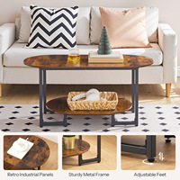 Table basse ovale moderne et minimaliste convertible, à deux niveaux, avec rangement ouvert, design extensible, plateau en bois, pour salon et salle à manger