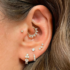 Pendientes de aro Huggie de circonitas cúbicas de plata 925 chapados en oro, joyería de moda, 1 unidad, RINNTIN, 1 unidad - Product Image 2