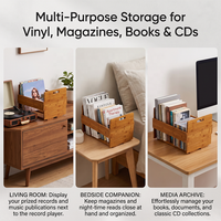 Support de disques vinyles en bambou carbonisé personnalisable, porte-revues, étagère de rangement de bureau, présentoir de vinyles pour les amateurs de musique