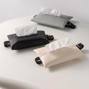 Organisateur de mouchoirs de voiture Aikun, simple, imperméable, de haute qualité, en cuir Nappa PU, logo personnalisé, style américain moderne, 1 à 3 compartiments - Product Image 5