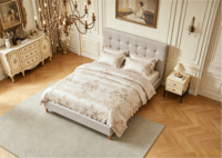 Lit king size de style européen moderne, pas besoin de sommier, lit plateforme avec rangement en lin, taille complète