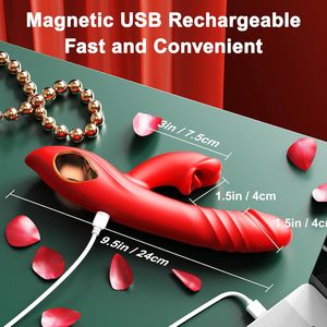 4-in-1 <span class=keywords><strong>G</strong></span>-Punkt Vibrator Zungen-Klitoris-Stimulator Rose Sexspielzeug Dildos Vibrator Stoßender Dildo Nippel Anal Erwachsenen-Sexspielzeuge - Product Image 6