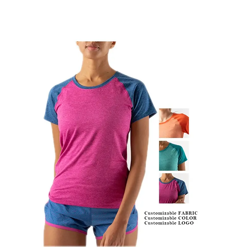 Oem Odm Спортивная рубашка с коротким рукавом, Женская Йога, фитнес, спортивная одежда, женский топ для бега и тренировок, спортивная одежда большого размера