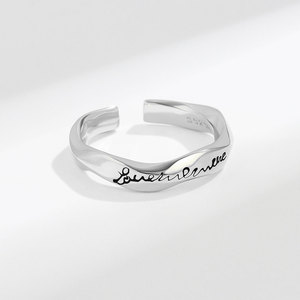 Landy-Anillo de Plata de Ley 925, anillo sencillo y versátil, con apertura giratoria en inglés - Product Image 2