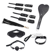 Kit de Bondage en cuir Pu jouets sexuels pour adultes jeu pagaie menottes masque pour les yeux bâillon balle Gay Couple Sm Bdsm costume ensemble