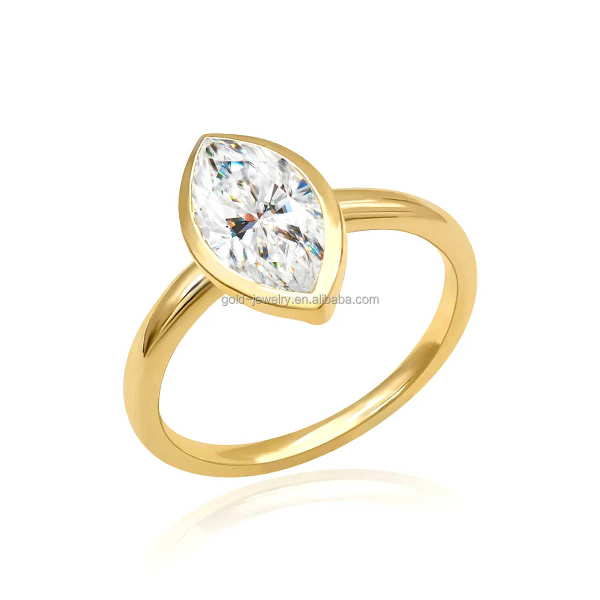 AU585K14ゴールドジュエリーマーキスカットモアッサナイトダイヤモンド婚約指輪女性ジュエリーギフト