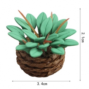 Miniature décorative en argile pour maison de poupée, modèle de fleur en plastique DIY avec panier suspendu et plantes vertes - Product Image 6