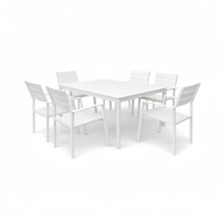 Ensemble de table à manger d'extérieur en aluminium de 7 pièces de luxe moderne Meuble élégant en métal pour hôtel et restaurant pour l'extérieur du salon