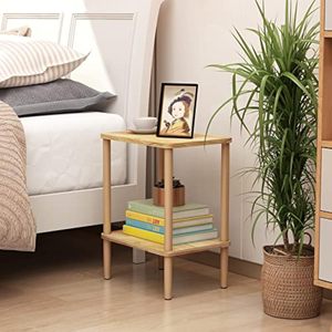 Mesita de noche de madera maciza con estante de almacenamiento, mesa de centro pequeña para dormitorio, sala de estar, uso para adultos - Product Image 2